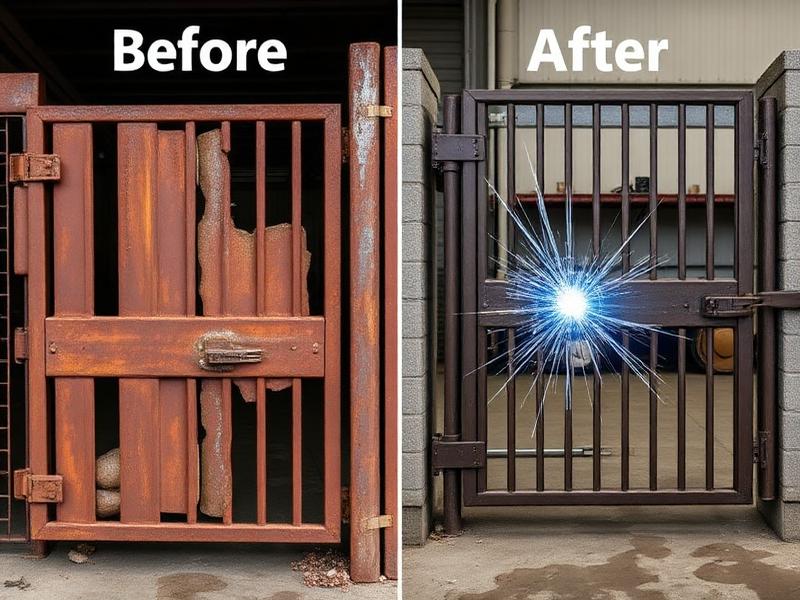 Gate repair before and after